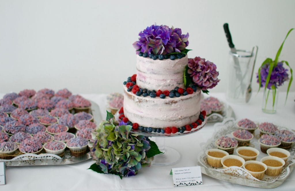 Schoko-Apfelmus Torte mit Blaubeercurd und Mascarpone