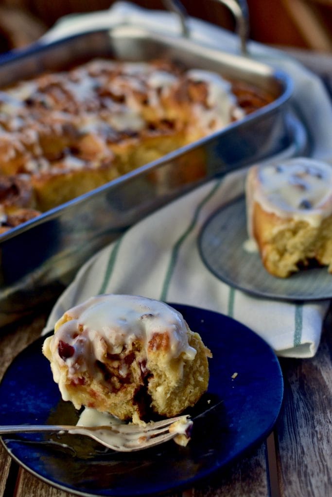 Süßkartoffel Zimtschnecken mit Cranberries