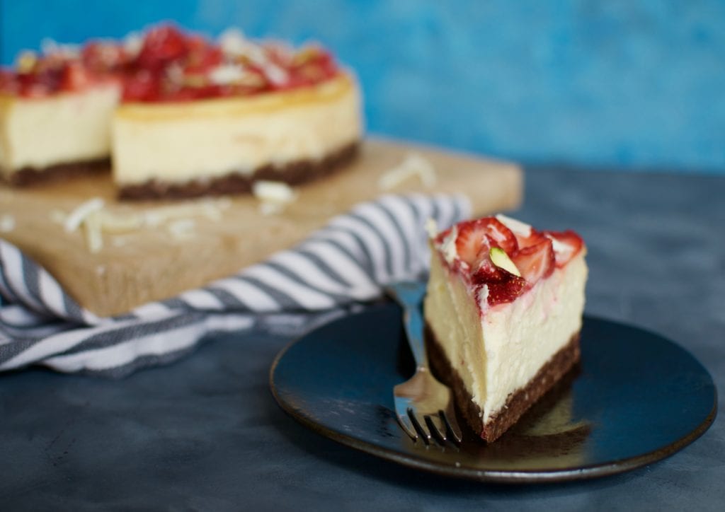 White Chocolate Cheesecake mit Erdbeeren